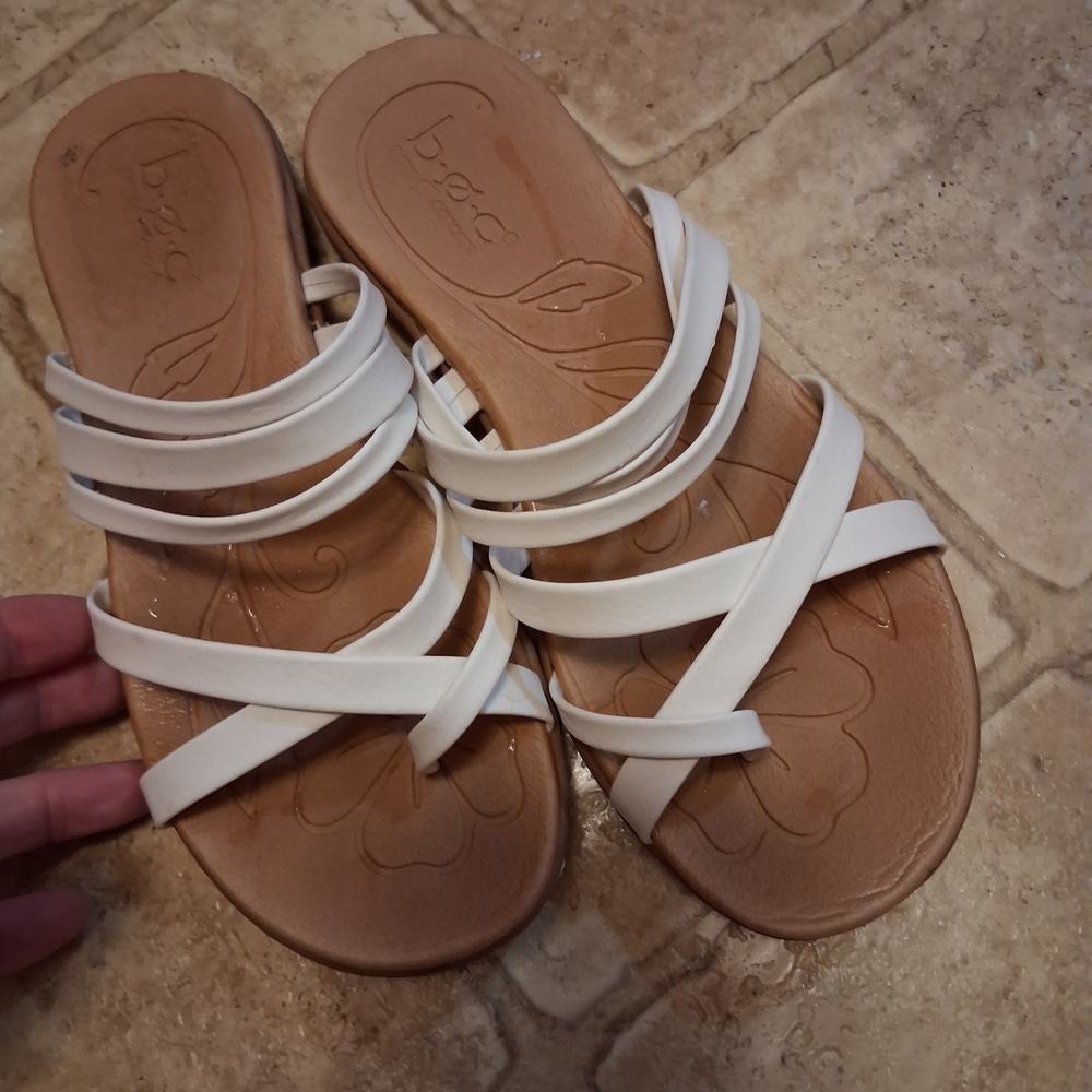 b.o.c. White Multi-Strap Slide Sandals